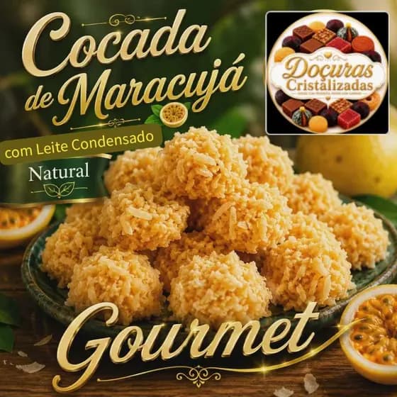 Cocada de maracujá com leite condensado gourmet