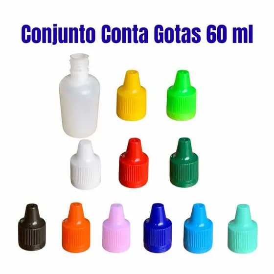 Kit 50un Frasco Conta Gotas 60ml Tampa Colorida Para Brindes Lembrancinhas Tintas