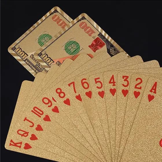 Baralho Dolar Dourado Ouro Folheado A Prova D'agua Poker Truco Cartas Jogos Para Várias Ocasiões De Festa
