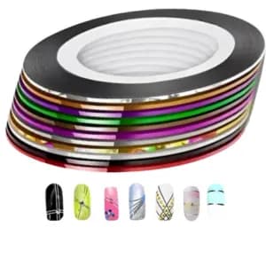 KIT COM 20 FITILHO PARA DECORAÇAO DE UNHA DE GEL ACRIGEL MANDAMOS COLORIDO