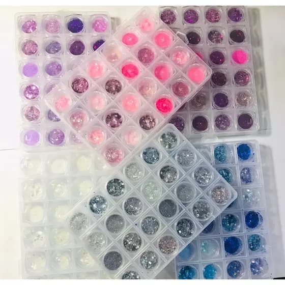 Glitter Flocado caixinha c/24 unid divisória Para Decoração De Unhas Encapsuladas
