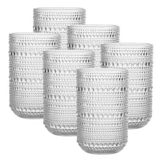 Jogo De 6 Copos Luxo Altos Perola 460ml Drink Agua Suco Mesa Posta