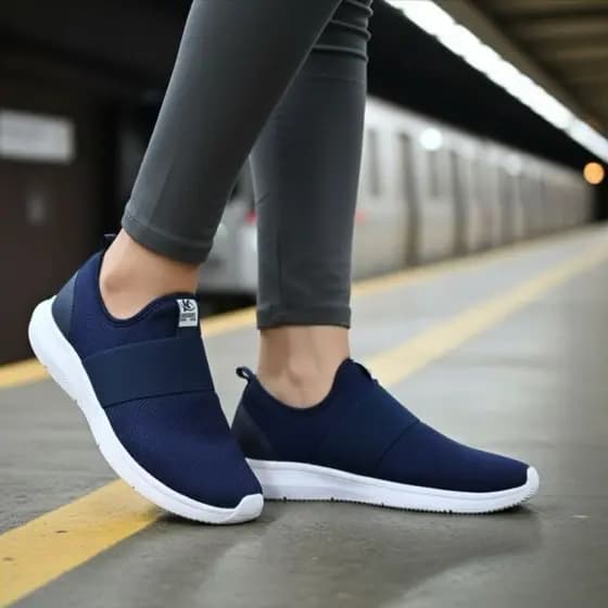 Tênis Kross Marinho Meia Feminino Slip on Esportivo Respirável Leve Academia Caminhada Dia a Dia