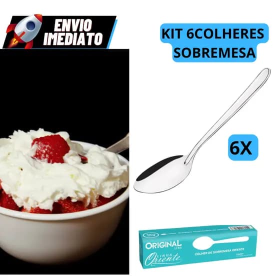 Kit 6 Colheres de Sobremesa Colher De Suco Colher De Café Inox