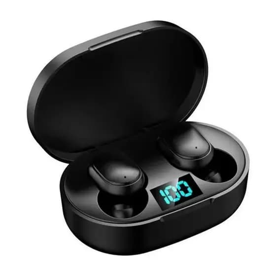 Fone Bluetooth E6S Sem Fio com Tela LED e Case Recarregável – Portátil e Compacto