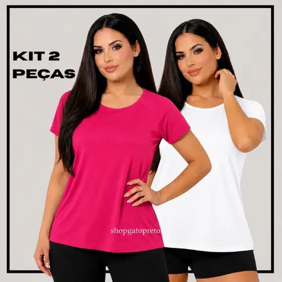 Kit 2 Camiseta Academia Feminina Dry Fit Camisa Blusa Caminhada Musculação Treino