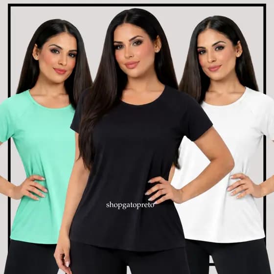 Kit 3 Camiseta Academia Feminina Dry Fit Treino Blusa Caminhada Treino Musculação