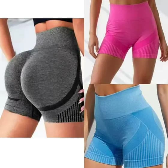 Short poliester Cintura Com empina Bumbum Alta Push Up Magro Elástica Treino Feminino Esporte Para Academia L-04
