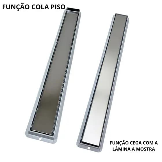 Ralos Linear Cinza Sifonado 5cm X 80cm - Grelha Inox Cega