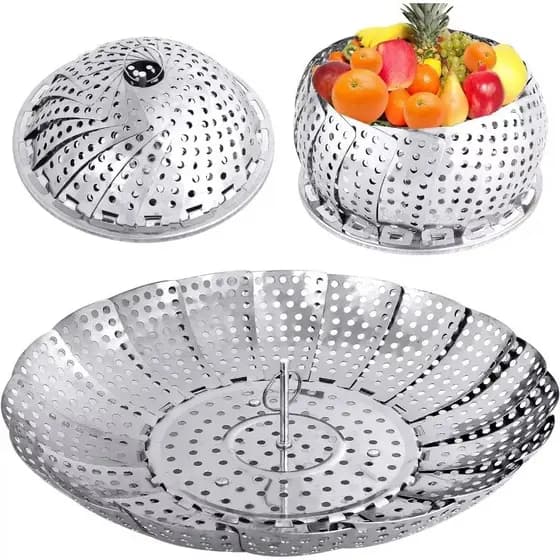 Cesto De Cozimento a Vapor Legumes Inox Panela Vaporeira Verduras Cozinha Dieta Alimentação Saudavel