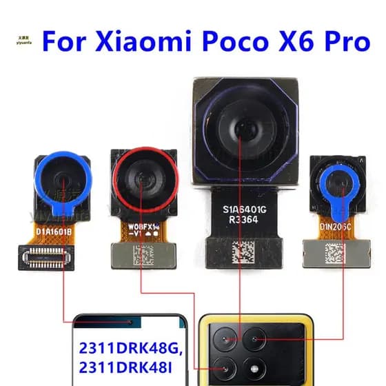 Módulo De Câmera Principal Traseira Grande Para Xiaomi Poco X6 Pro 2311DRK48G , 2311DRK48I Cabo Flexível Frontal Pequena
