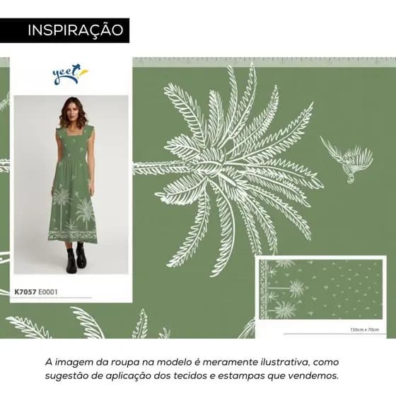 Palmeira Militar - 100% Viscose - Tecido Estampado Digital