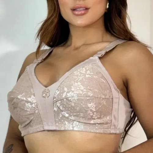 Sutiã Plus Size Reforçado Cetinete Com Renda Sem Bojo Sem Aro Alta Sustentação Modelador