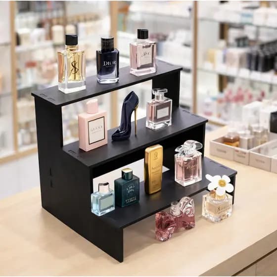 Display Expositor 3 Andares Vitrine Balcão Suporte Produtos para Decoração de Loja