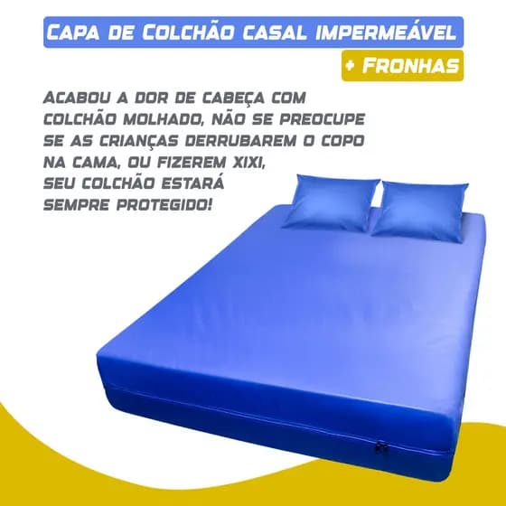 Capa De Colchão Impermeável Casal Com 2 Fronhas Napa Premium Toque Macio Protetor Impermeável Casal Anti Vazamentos