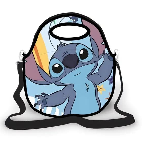 Bolsa Lancheira Vários Temas Stich Anime Wandinha Patrulha Canina em Neoprene