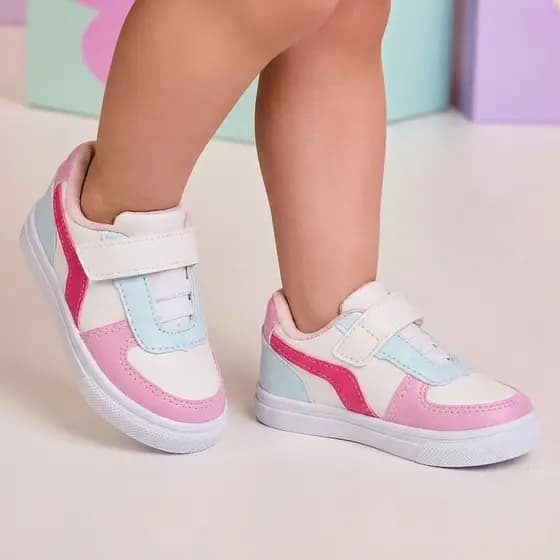Tênis Infantil Velcro Bebê Casual Sneaker Menino Menina Leve Confortável Macio Moderno