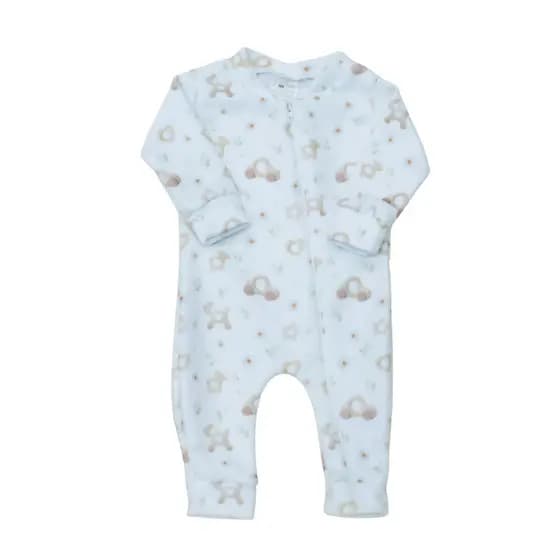 Macacão de Bebe com Zíper Menino Soft Quentinho Inverno Antialergico Roupas de Bebê Fácil de Vestir
