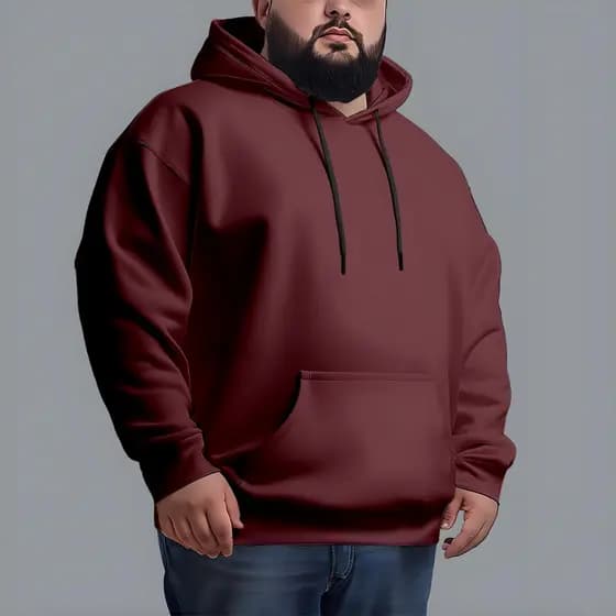 Blusa Moletom Slim Básico Plus Size com Capuz Canguru Algodão