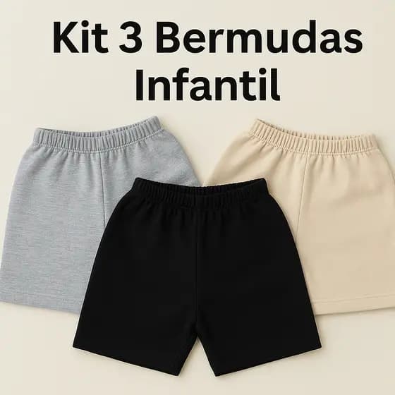 Kit 3 Bermudas Infantil Masculina Moletom Conforto e Estilo | Cores Sortidas Leves e Fresquinhas