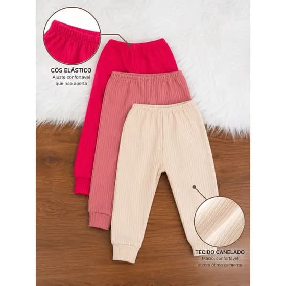 Kit Calça Infantil Mijão Para Menino e Menina e unissex Malha Canelado Roupas Para Bebes