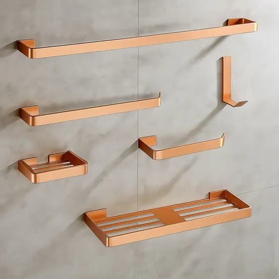 Kit Acessórios Para Banheiro Lavabo 6 Peças Toalheiro Premium Suporte Parede Luxo Aluminio