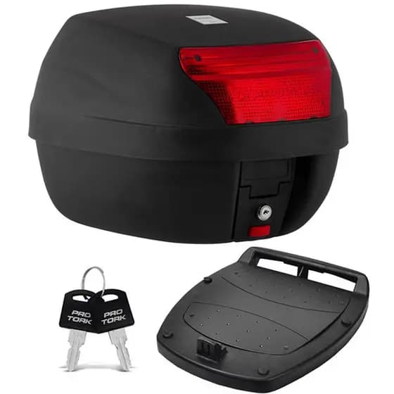 Bauleto Moto Traseiro 28L Smart Box 2 Lente Vermelho BP-03 Pro tork Baú Moto Motoboy Motofrete