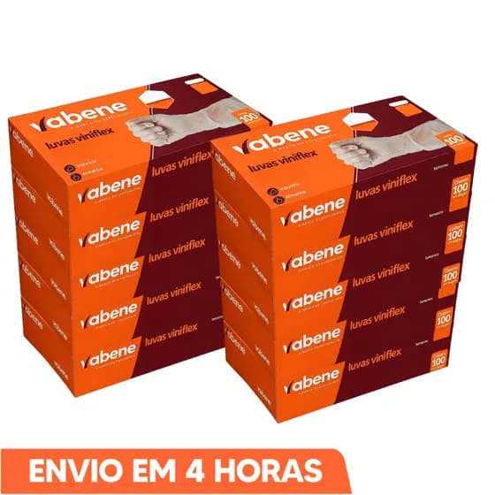 Luva Descartável Transparente Sem Pó TPE Vinil Viniflex 500un Vabene