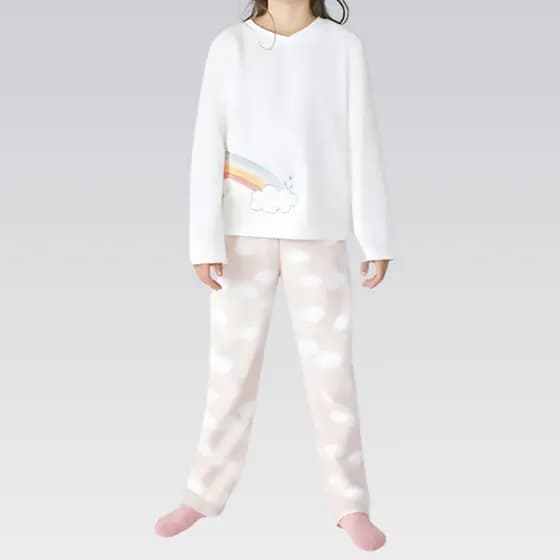 Pijama Infantil Menina Longo Estampado Fleece Hering