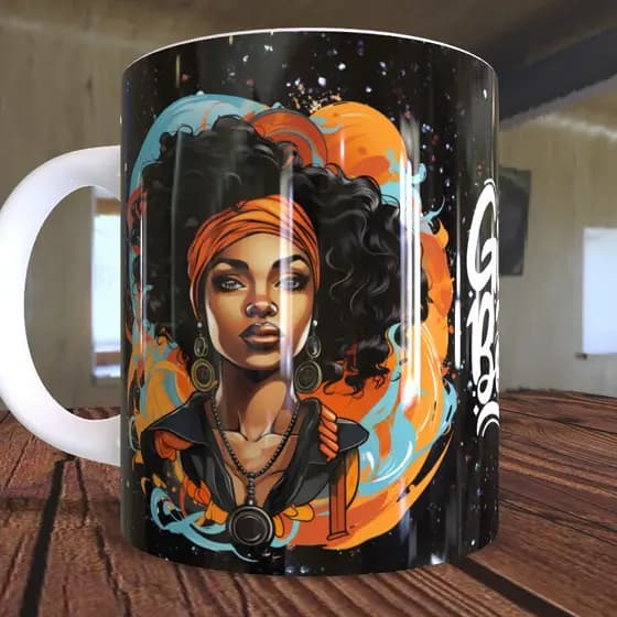 Caneca de Porcelana Mulheres Negras Poderosas / Temática Mulheres Pretas Lindas Girl Boss