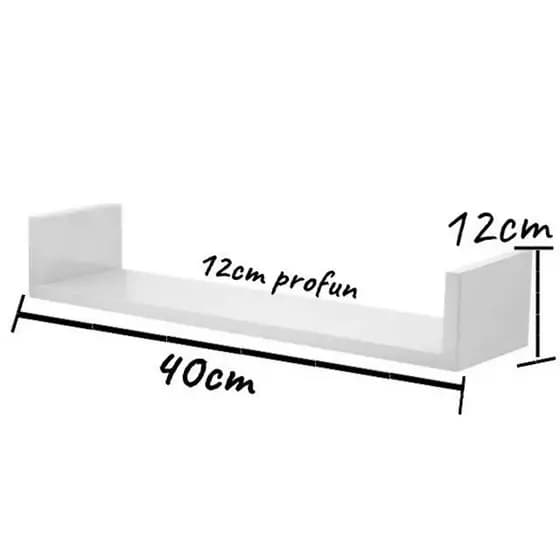 Prateleira Para Quarto U Nicho Decorativo Multiuso C\Instalação Invisível MDF Branco