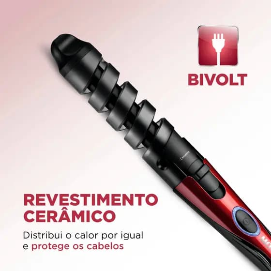 Modelador de Cachos Mondial Spiral Infinity EM-05 200° Bivolt c/ Cabo Giratório Nota Fiscal Garantia