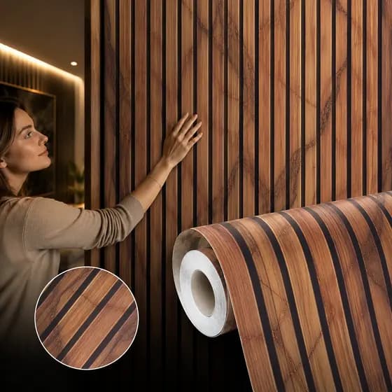 12 Metros Papel de Parede para Quarto Madeira Ripado Papel De Parede Para Sala Autocolante