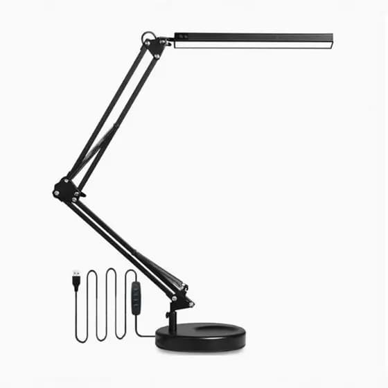 Luminária de Mesa Articulada LED com Braço Flexível 360° Ajustável e Dobrável para Escritório e Estudo