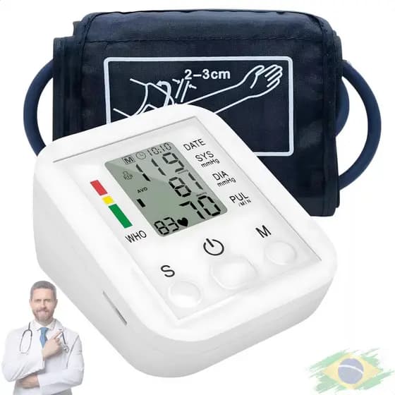 Monitor Digital De Pressão Arterial De Braço, Função De Voz, Inc. Cabo Usb Branco