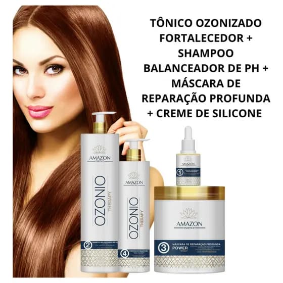 Creme Ozônio Amazon Essence P/ Crescimento Capilar Kit 4