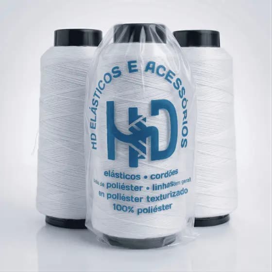 Kit 3 Fios Poliéster Overloque Máquina - Fios 500g Cada - Branco Costura Cone Galoneira