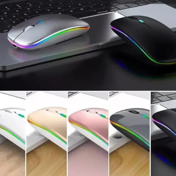Mouse Wireless Recarregável Com Led Rgb 2.4 Ghz Sem Fio