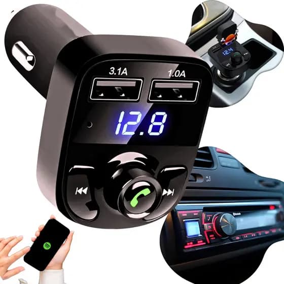 Carregador Transmissor Fm Para Carro Mp3 Sem Fio Bluetooth Adaptador X8 Universal Som Automotivo Usb