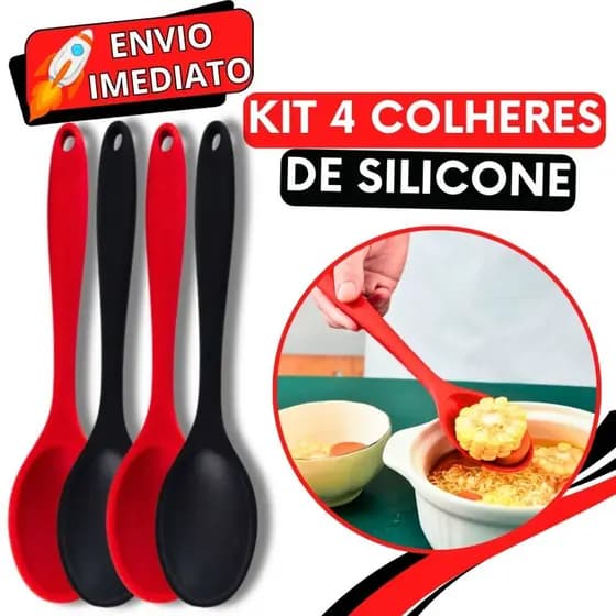 KIT 4 Colher de Arroz Silicone GRANDE Super Resistente Não Risca Panela para Casa Cozinha Restaurante Buffet 27cm