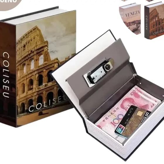 Cofre Camuflado Formato Livro Com Chave Guardar Dinheiro Documentos Porta Joias