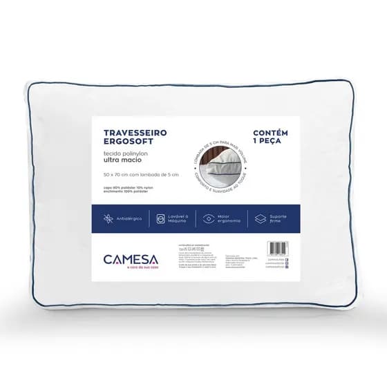 Kit 2 Travesseiros Camesa Ergosoft Hotel Ultra Macio