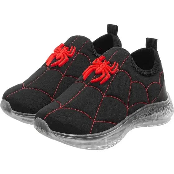 Tênis Infantil Masculino Feminino Com Led Sapatinho Aranha Led Calce Fácil Macio e Confortável 20 ao 34