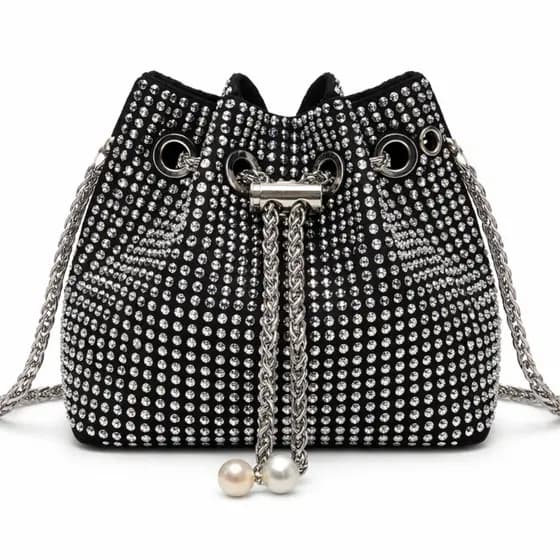Bolsa Feminina Saco Strass Brilhante Alça Corrente Transversal Festa Elegante Moda