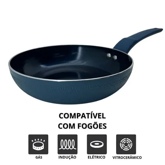 Frigideira Azul Cerâmica Antiaderente Acabamento Premium