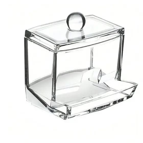 Porta Cotonete Acrílico Transparente Dispenser Organizador Banheiro Bancada Algodão Hastes Tampa