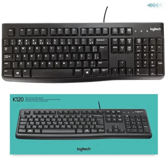 TECLADO LOGITECH K120 COM FIO USB PRETO