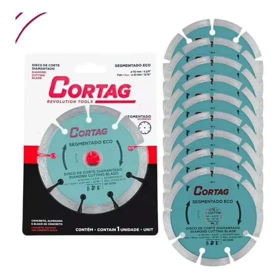 Disco Diamantado Segmentado Eco Para Concreto e Alvenaria Corte a Seco 4.3/8"-110MM Cortag 61699
