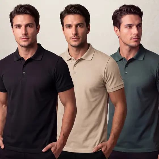 Kit 3 Camisa Gola Polo Tecido Premium Piquet Algodão Confortável Báscia e Elegante