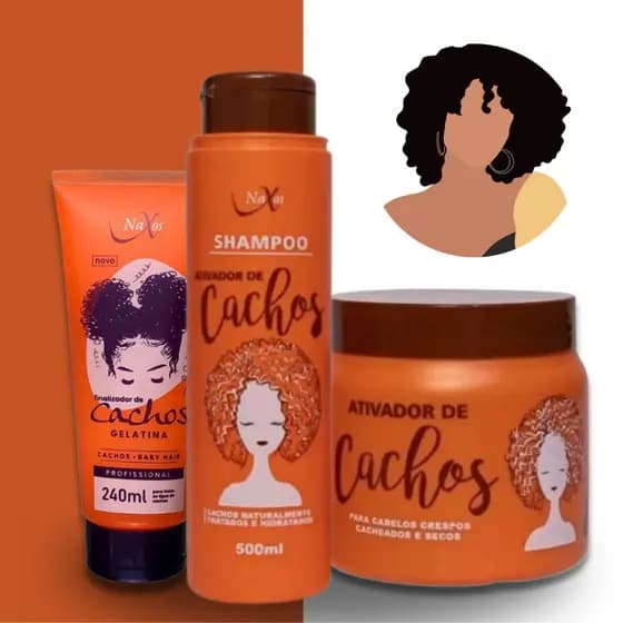 Kit Ativador De Cachos Naxos Shampoo 500ml,Ativador de cachos 500g & Gelatina 240ml